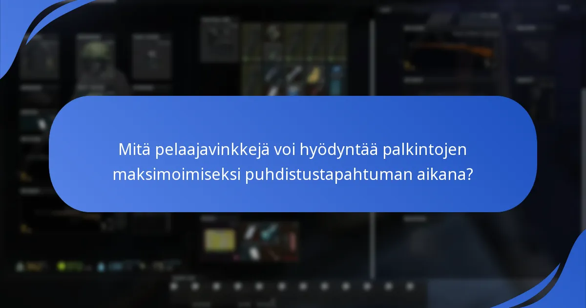 Mitä pelaajavinkkejä voi hyödyntää palkintojen maksimoimiseksi puhdistustapahtuman aikana?